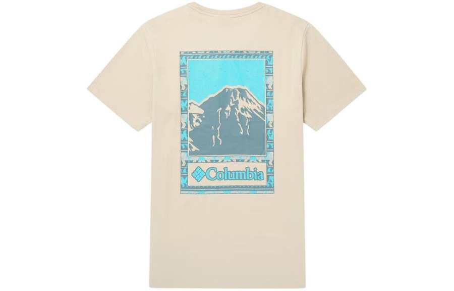 Columbia T Shirts Unisex Khaki Crew Neck Moderate Straight Fit