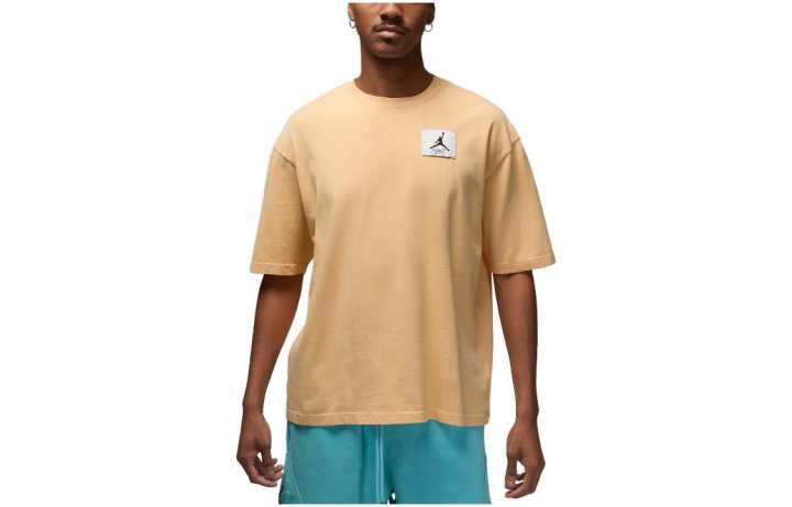 Jordan Jordan T Shirts Men's Earth Yellow Crew Neck Moderate Straight Fit
