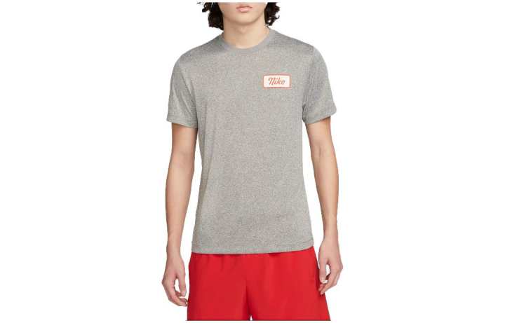 Nike Nike T Shirts Men's Gray Crew Neck Moderate Straight Fit