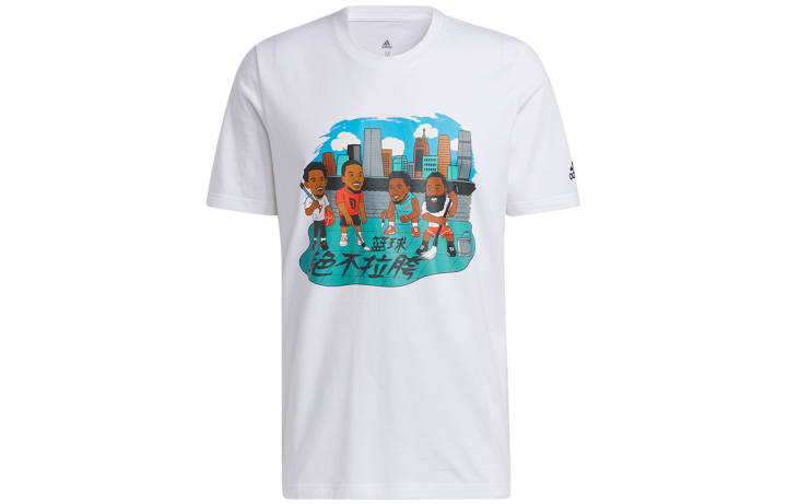 Adidas Adidas T Shirts Men's White Crew Neck Moderate Straight Fit