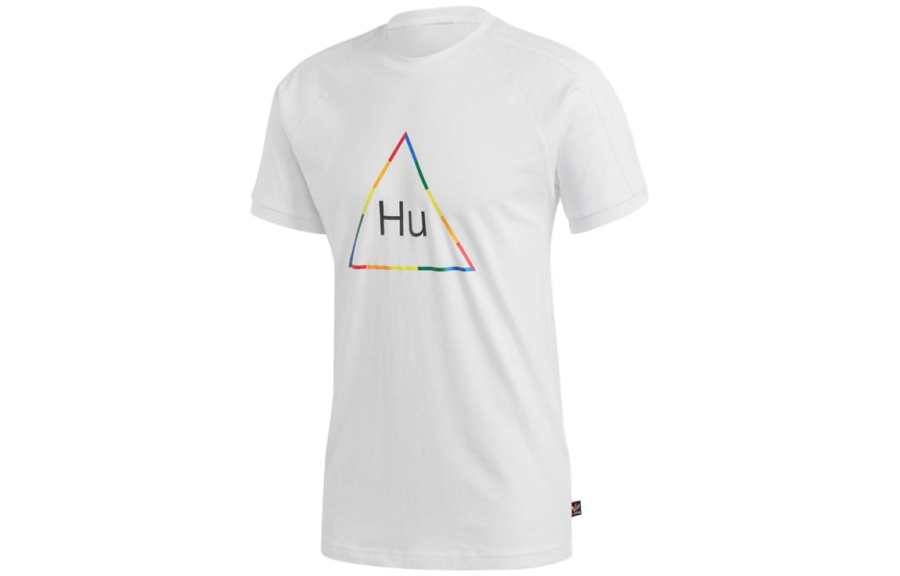 Adidas Originals Pharrell Williams T Shirts Men's White Crew Neck Moderate Straight Fit