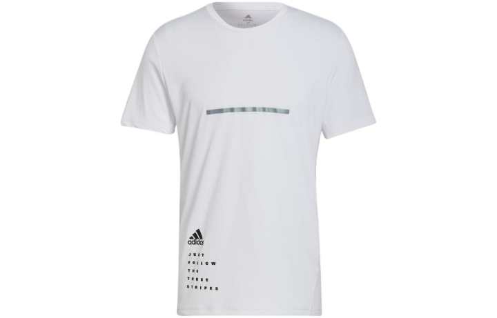 Adidas Adidas T Shirts Men's White Crew Neck Moderate Straight Fit