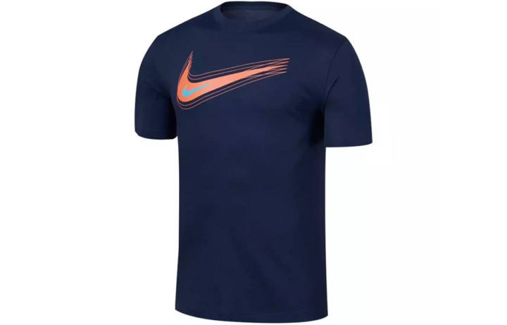 Nike Nike T Shirts Men's Navy Blue Crew Neck Moderate Straight Fit