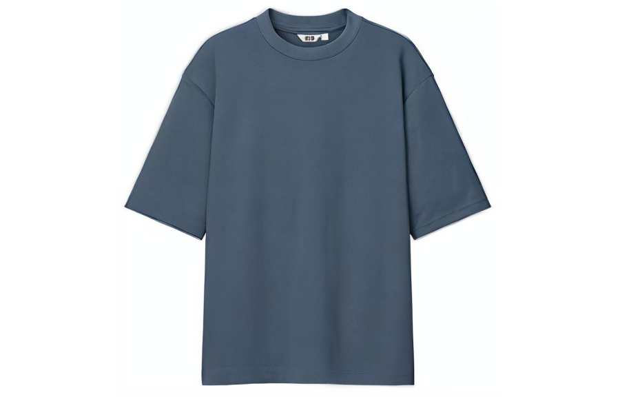 UNIQLO U Collection T Shirts Unisex Sea Blue Crew Neck Moderate Straight Fit