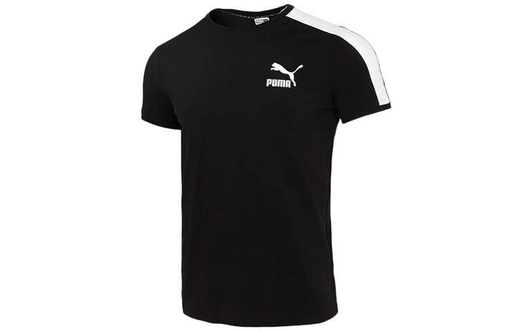 PUMA T Shirts Men's Black Crew Neck Moderate