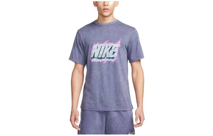 Nike Nike T Shirts Men's Dark Violet Crew Neck Moderate Straight Fit