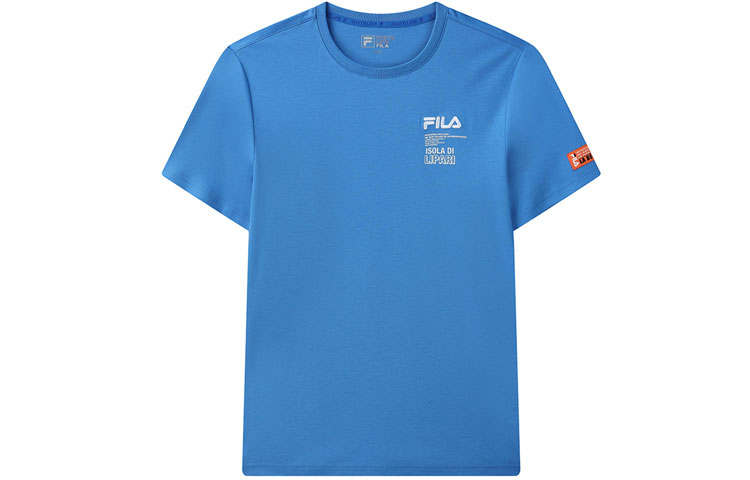 FILA T Shirts Men's Blue Crew Neck Moderate Straight Fit