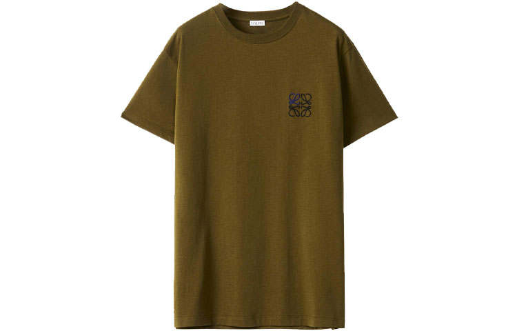 LOEWE T Shirts Men's Green Crew Neck Moderate Straight Fit