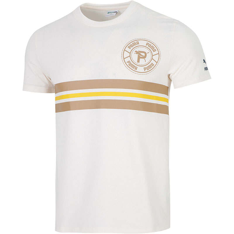 PUMA T Shirts Unisex White Crew Neck Moderate Straight Fit