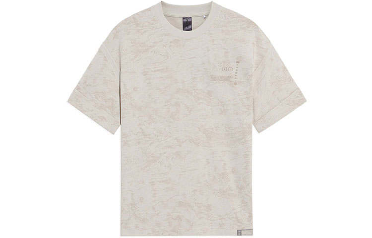 Li-Ning Li Ning T Shirts Men's Pearl White Crew Neck Moderate Straight Fit