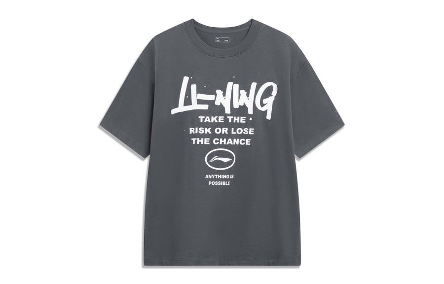 Li-Ning Li Ning Sports Life Collection T Shirt Unisex Lead Gray