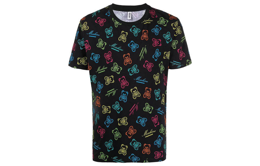 MOSCHINO T Shirts Men's Black Crew Neck Moderate Straight Fit