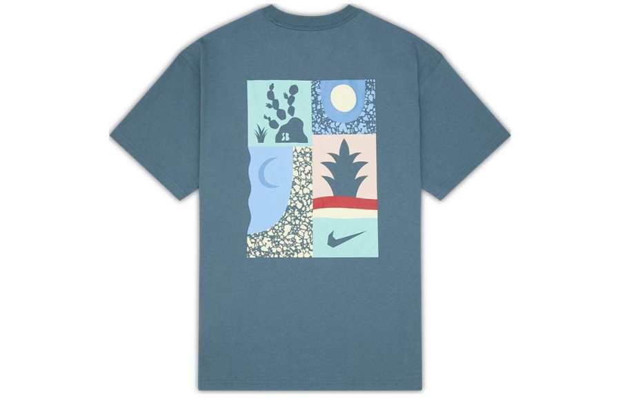 Nike Nike T Shirts Men's Gray Green Crew Neck Moderate Straight Fit