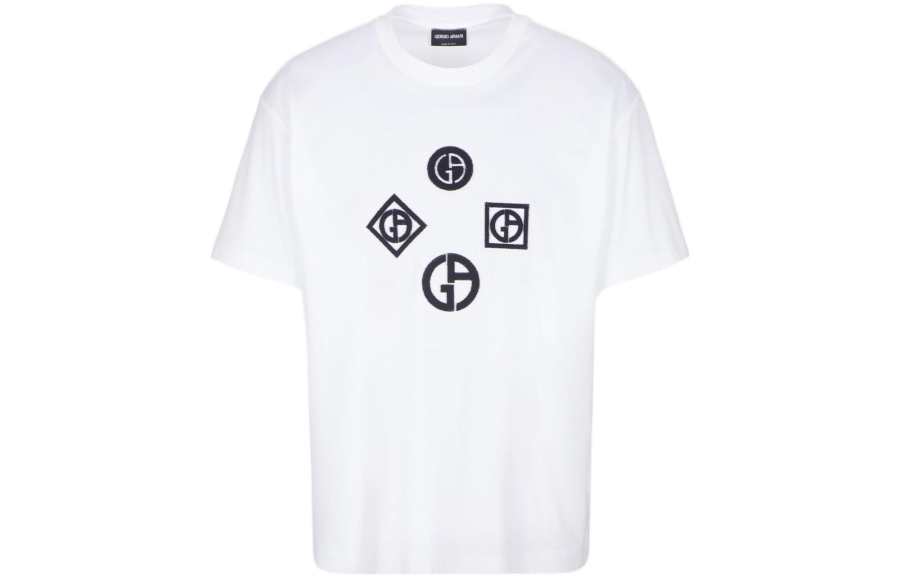 GIORGIO ARMANI T Shirts Men's White Crew Neck Moderate Straight Fit
