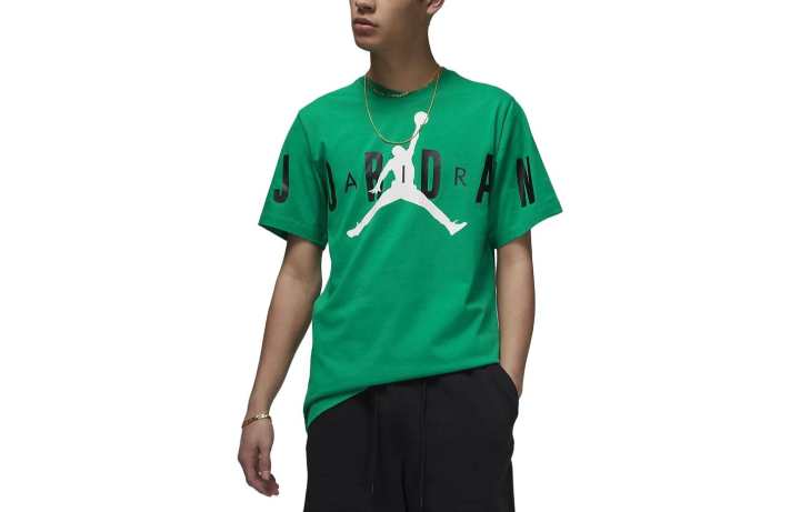 Jordan Jordan Air T Shirts Men's Emerald Green Crew Neck Moderate Straight Fit