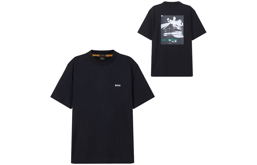 HUGO BOSS T Shirts Men's Black Crew Neck Moderate Straight Fit