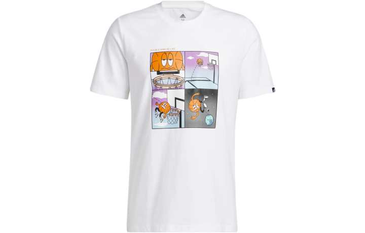 Adidas Adidas T Shirts Men's White Crew Neck Moderate Straight Fit