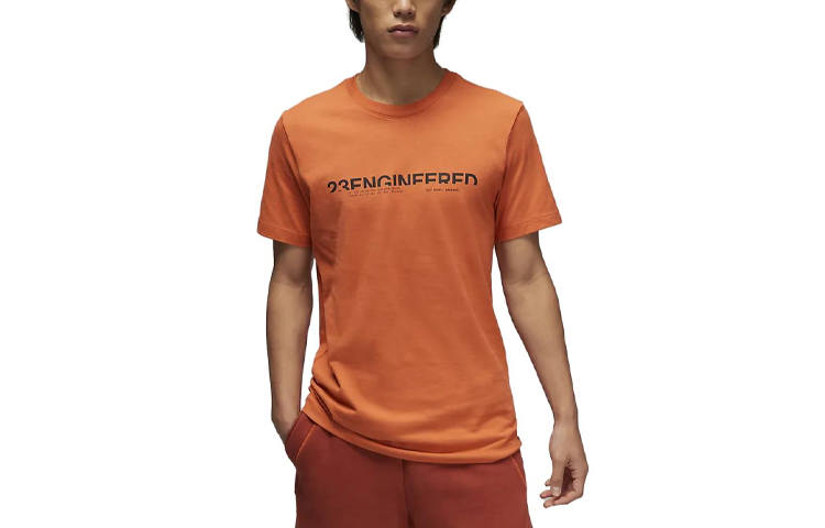 Jordan Jordan T Shirts Men's Orange Crew Neck Moderate Straight Fit