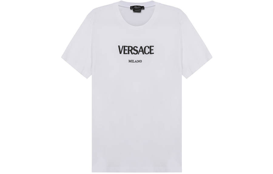 VERSACE T Shirts Men's White Crew Neck Moderate Straight Fit