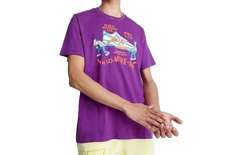 Nike Nike T Shirts Men's Purple Crew Neck Moderate Straight Fit