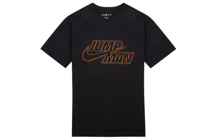 Jordan Jordan T Shirts Men's Black Crew Neck Moderate Straight Fit
