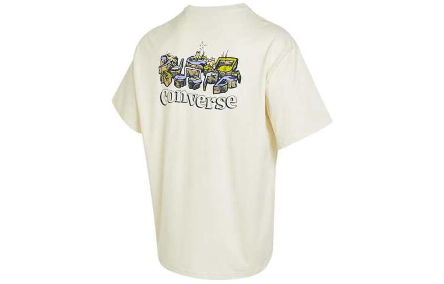Converse Converse T Shirts Men's White Crew Neck Moderate Straight Fit