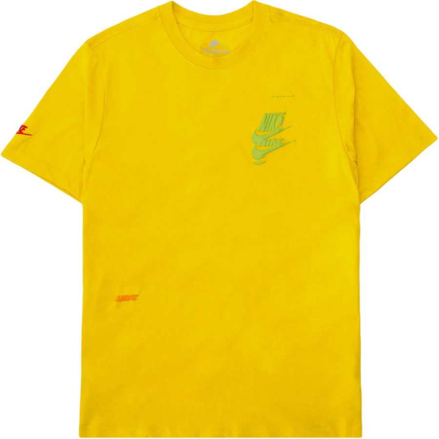 Nike Nike T Shirts Men's Yellow Crew Neck Moderate Straight Fit