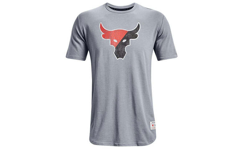 Under Armour Project T Shirts Men's Gray Crew Neck Moderate Straight Fit