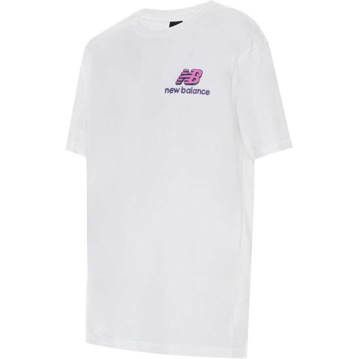 New Balance New Balance T Shirts Men's White Crew Neck Moderate Straight Fit