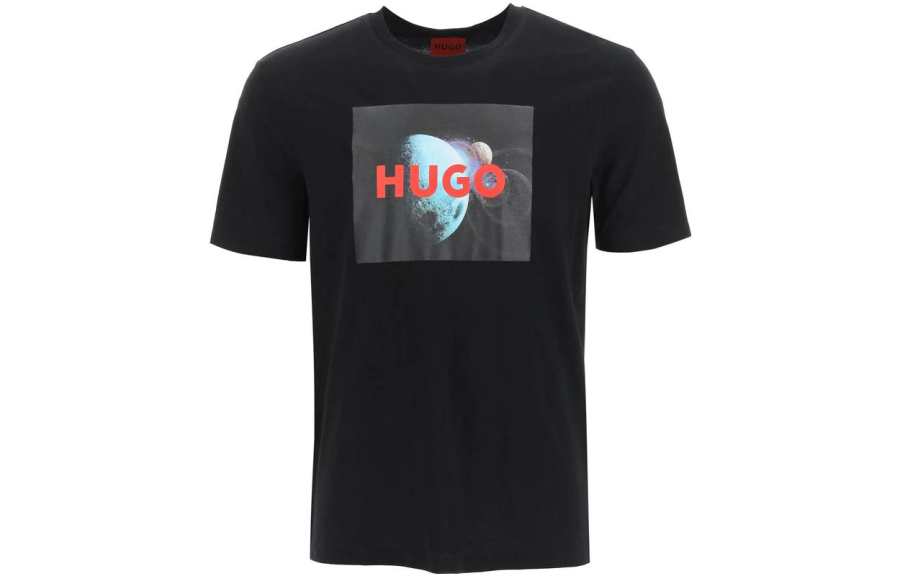 HUGO BOSS T Shirts Men's Black Crew Neck Moderate Straight Fit
