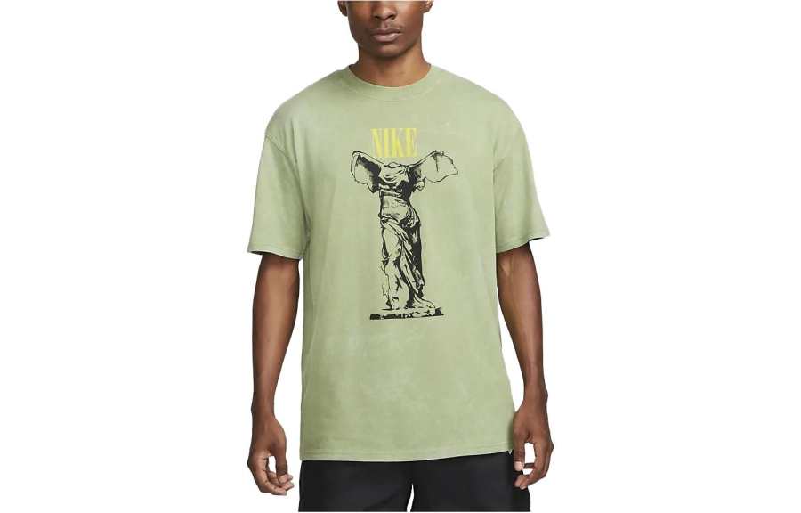 Nike Nike T Shirts Men's Green Crew Neck Moderate Straight Fit