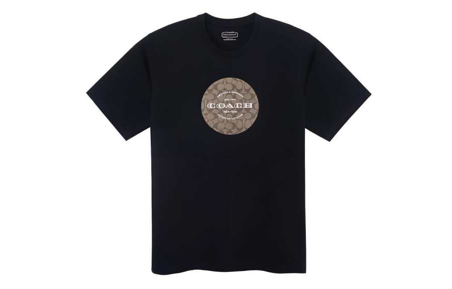 COACH T Shirts Unisex Black Crew Neck Moderate Straight Fit