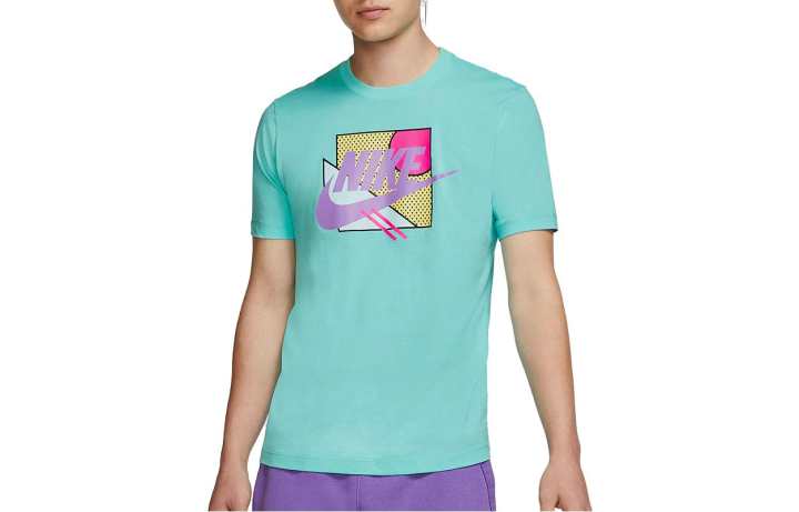 Nike Nike T Shirts Men's Turquoise Crew Neck Moderate Straight Fit