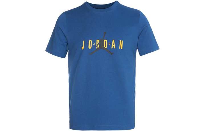 Jordan Jordan Air T Shirts Men's Blue Crew Neck Moderate Straight Fit