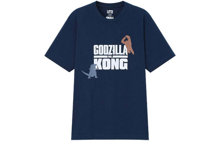 UNIQLO T Shirts Unisex Navy Blue Crew Neck Moderate