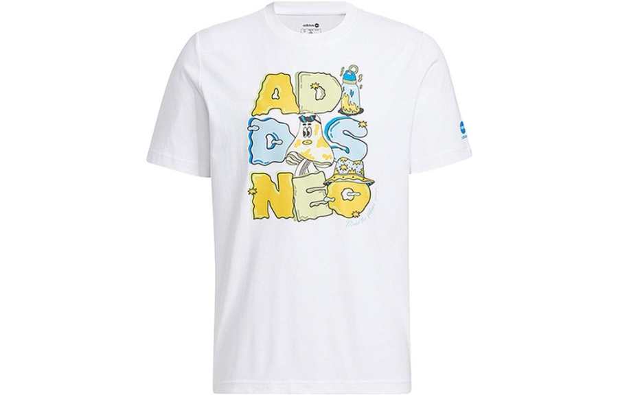 Adidas Neo T Shirts Men's White Crew Neck Moderate Straight Fit