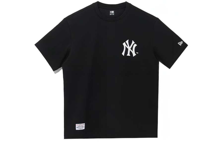 New Era X MLB New York Yankees Logo Letter Print Crewneck T-Shirt Black