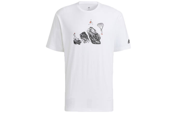 Adidas Adidas T Shirts Men's White Crew Neck Moderate Straight Fit