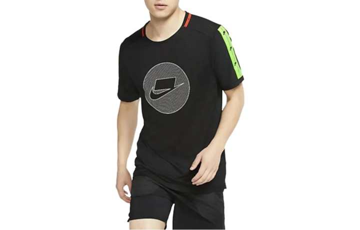 Nike Nike T Shirts Men's Black Crew Neck Moderate Straight Fit
