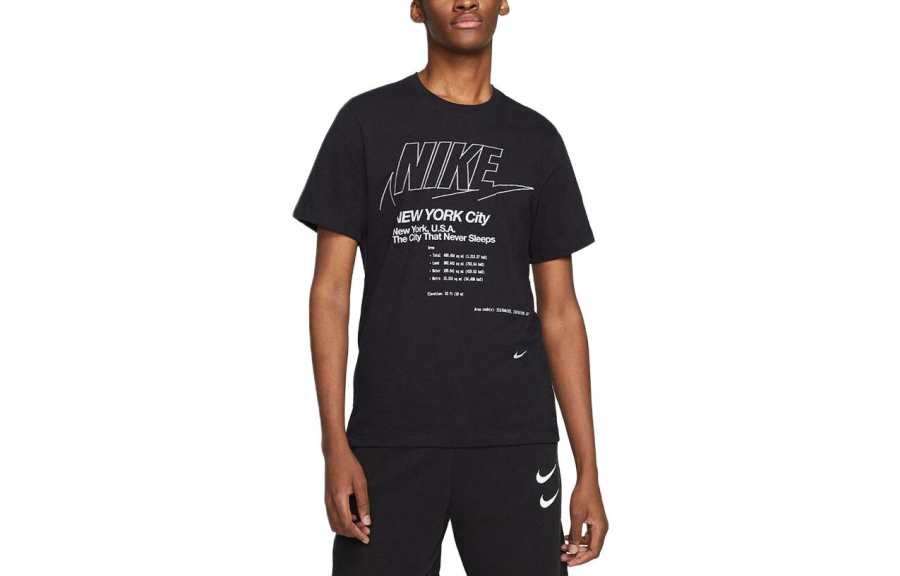 Nike Nike T Shirts Men's Black Crew Neck Moderate Straight Fit