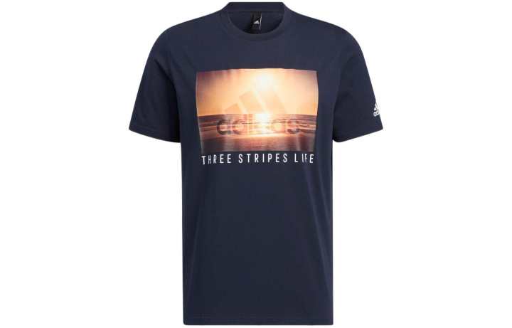 Adidas Adidas T Shirts Men's Dark Blue Crew Neck Moderate Straight Fit