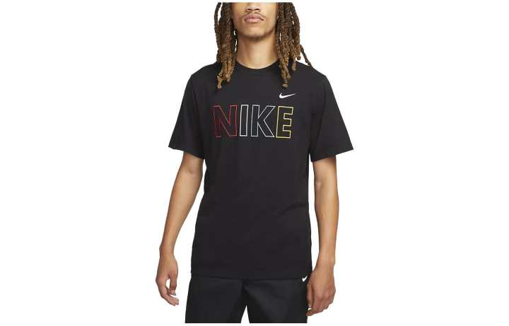 Nike Nike T Shirts Men's Black Crew Neck Moderate Straight Fit