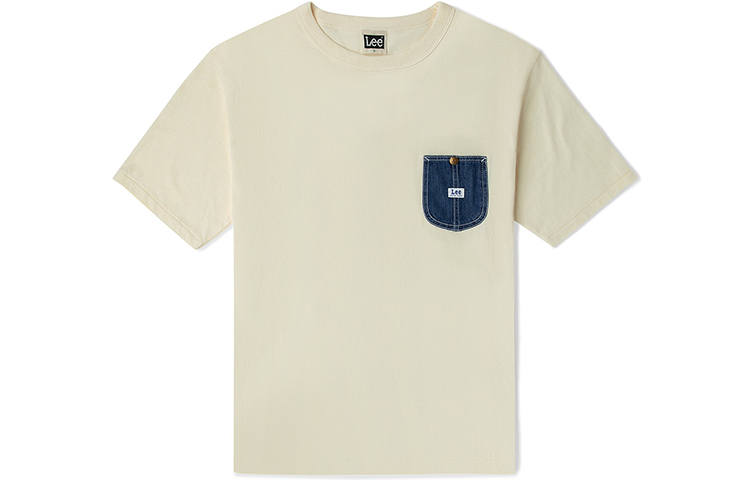 Lee T Shirts Men's Ivory Crew Neck Moderate Straight Fit