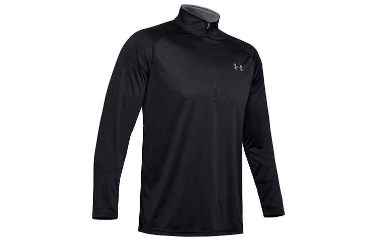 Under Armour Velocity 2.0 T Shirts Men's Black Stand Collar Moderate Straight Fit