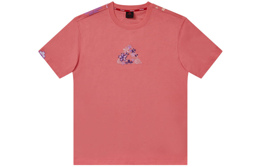 PEAK Crew Neck Fitted Straight Short-Sleeved T-Shirt Unisex Pink