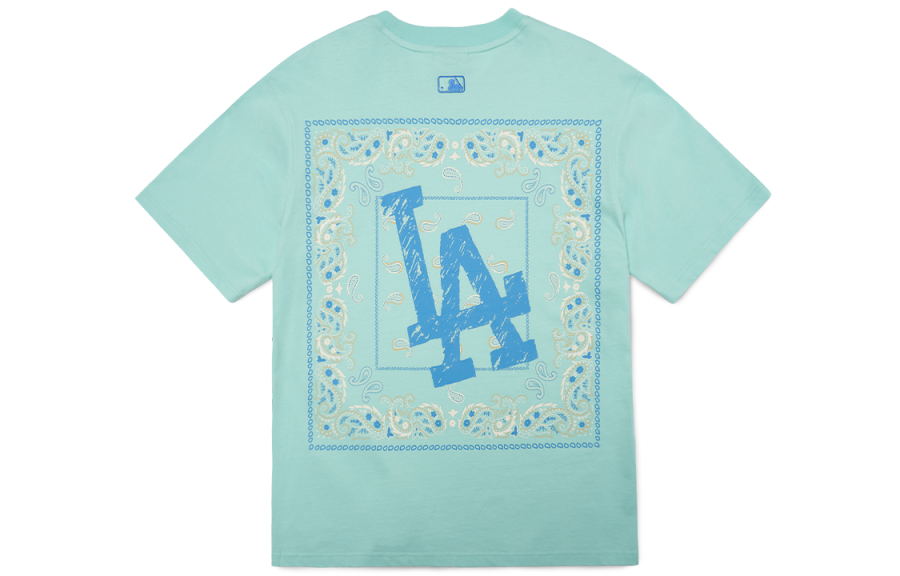 MLB Cashew Flower T Shirts Unisex Mint Green Crew Neck Moderate