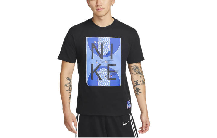 Nike Nike T Shirts Men's Black Crew Neck Moderate Straight Fit