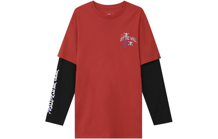 Vans T Shirts Men's Red Crew Neck Moderate Straight Fit