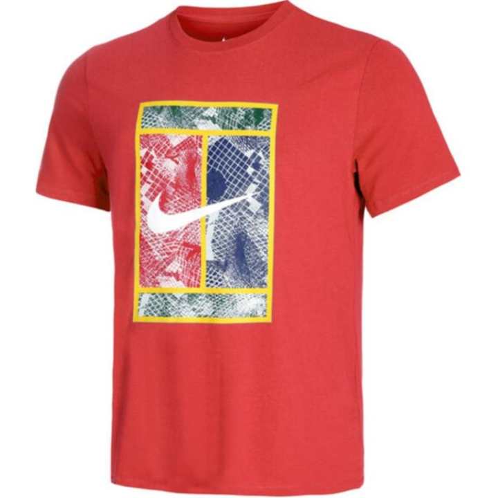 Nike Nike T Shirts Men's Red Crew Neck Moderate Straight Fit