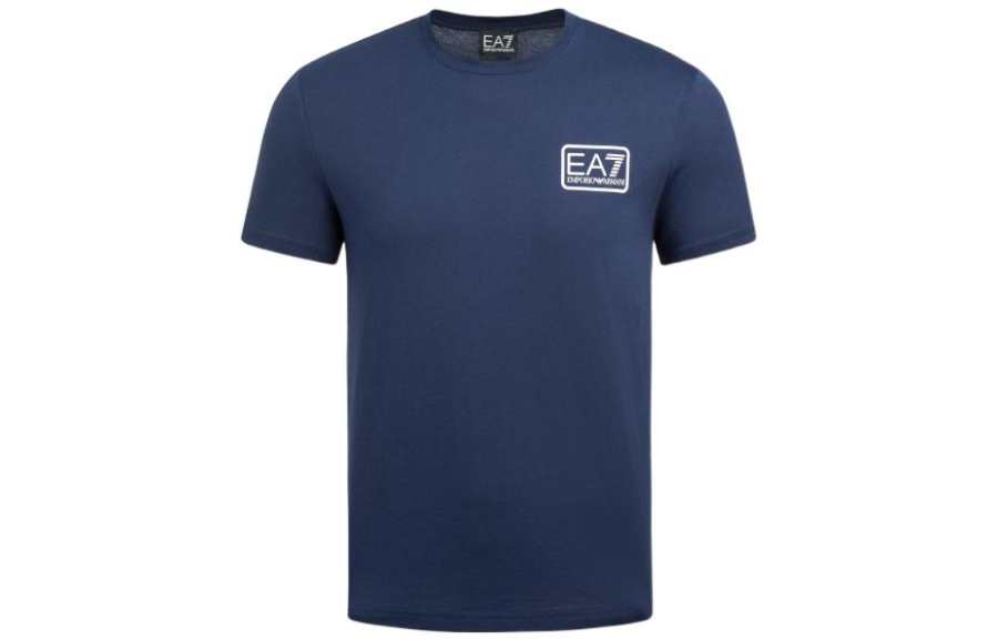 EMPORIO ARMANI T Shirts Men's Navy Blue Crew Neck Moderate Straight Fit